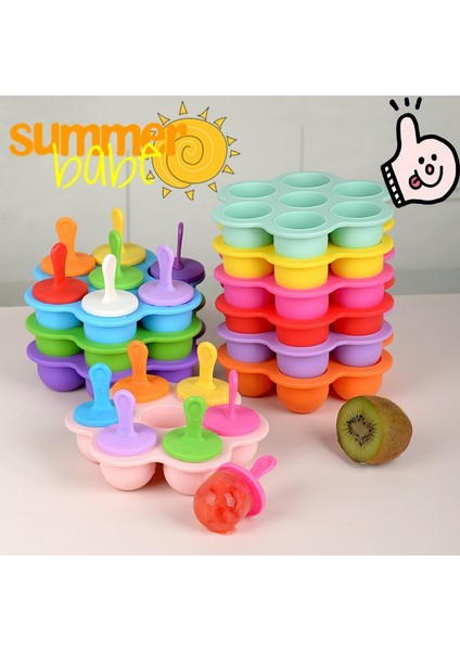 Pembe Yeni 7 Delik Dıy Dondurma Pops Silikon Kalıp Dondurma Topu Makinesi Popsicles Kalıpları Bebek Meyve Sarsıntı Ev Mutfak Aksesuarları Aracı (Yurt Dışından)