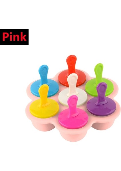 Pembe Yeni 7 Delik Dıy Dondurma Pops Silikon Kalıp Dondurma Topu Makinesi Popsicles Kalıpları Bebek Meyve Sarsıntı Ev Mutfak Aksesuarları Aracı (Yurt Dışından) fiyatları