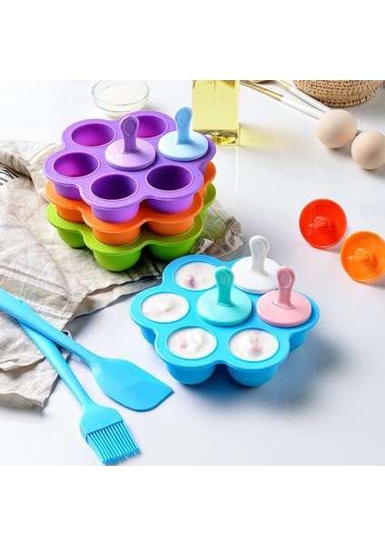 Pembe Yeni 7 Delik Dıy Dondurma Pops Silikon Kalıp Dondurma Topu Makinesi Popsicles Kalıpları Bebek Meyve Sarsıntı Ev Mutfak Aksesuarları Aracı (Yurt Dışından) modelleri