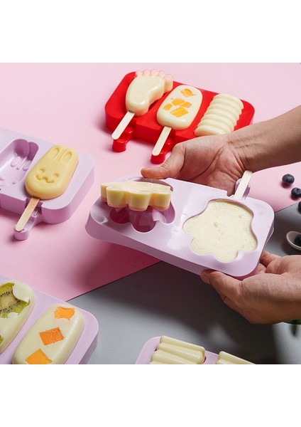 Karikatür Kapaklı Silikon Dondurma Kalıp Popsicle Kalıpları Kapaklı Dıy Ev Yapımı Buz Lolly Kalıp Dondurma Popsicle Buz Pop Maker Kalıp (Yurt Dışından) fiyatları