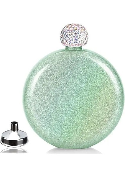 Yeşil Lmetjma Chic 5 Oz Likör Şişeleri Kadınlar Için Paslanmaz Çelik Cep Şişesi ile Rhinestone Kap Taşınabilir Şarap Alkol Şişesi KC0466 (Yurt Dışından)