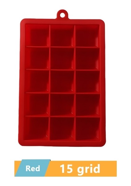 15 Izgara-Kırmızı Büyük Silikon Buz Küpü Kalıp Gıda Sınıfı Yeniden Kullanılabilir Dondurma Araçları Ev Dıy Buz Yapım Makinesi Küp Tepsisi Buz Blokları Makinesi (Yurt Dışından)