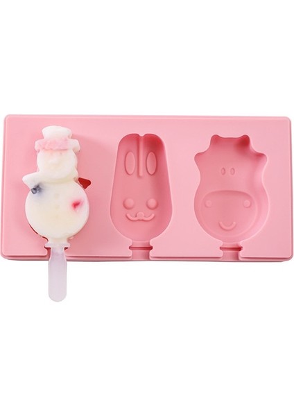Kardan Adam Silikon Dondurma Kalıp Popsicle Kalıp Sevimli Karikatür Hayvan Buz Pop Kalıp Kapaklı ve Çubuklu Yeniden Kullanılabilir Dıy Yapımı Yaz Sık Kullanılanlar (Yurt Dışından)