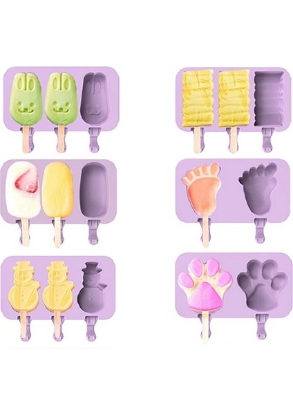Kardan Adam Silikon Dondurma Kalıp Popsicle Kalıp Sevimli Karikatür Hayvan Buz Pop Kalıp Kapaklı ve Çubuklu Yeniden Kullanılabilir Dıy Yapımı Yaz Sık Kullanılanlar (Yurt Dışından)