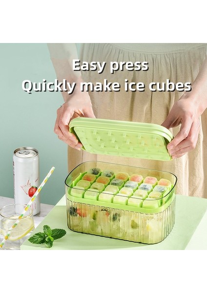 24 Buz Yeşili Pres Tipi Buz Küpü Makinesi Buz Kutusu Tepsisi Gıda Sınıfı Silikon Mutfak Gadget Buz Kovası Bira Kahve Için Buz Topu Kalıbı Hızlı Dondurma (Yurt Dışından) indirimleri