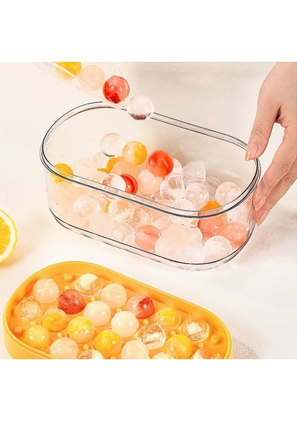Sarı Set 02 Kapaklı ve Kutulu Silikon Buz Küpü Tepsisi 24 Adet Top Buz Küpü Kalıpları Parti Bar Mutfak Konteyner Buz Soğutma Viski Kahve (Yurt Dışından)