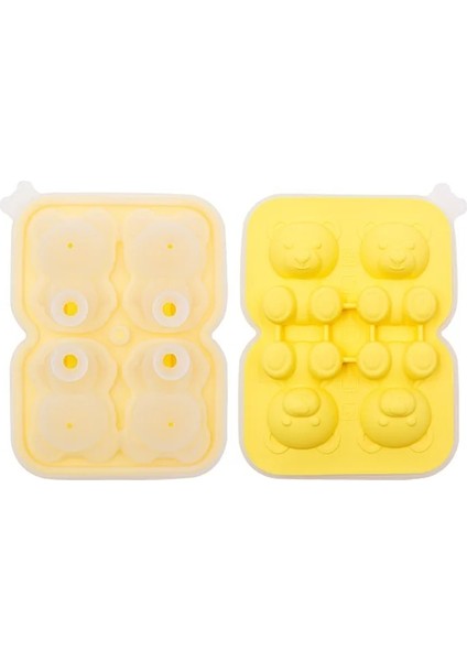 Sarı 4 Izgara Ayı Buz Küpü Kalıp Silikon Buz Kalıbı Popsicle Dondurma Dondurulmuş Buz Topu Buz Kutusu Buz Kalıp Mutfak Aksesuarları (Yurt Dışından) fiyatları