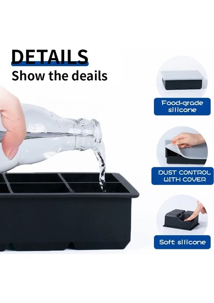 6 Yuvarlak Kapaklı 4/6/8 Silikon Buz Küpü Kalıp Siyah Buz Topu Kalıbı Yuvarlak Kare Buz Tepsisi Kalıp Gıda Sınıfı Yeniden Kullanılabilir Buz Yapıcı Dondurma Araçları (Yurt Dışından) fiyatları