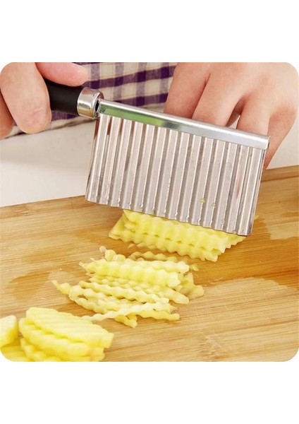 Gümüş Patates Kızartma Kesici Paslanmaz Çelik Mutfak Aksesuarları Dalga Bıçak Tırtıklı Bıçak Kıyıcı Havuç Dilimleme Sebze Araçları (Yurt Dışından)