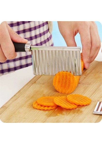 Gümüş Patates Kızartma Kesici Paslanmaz Çelik Mutfak Aksesuarları Dalga Bıçak Tırtıklı Bıçak Kıyıcı Havuç Dilimleme Sebze Araçları (Yurt Dışından) modelleri