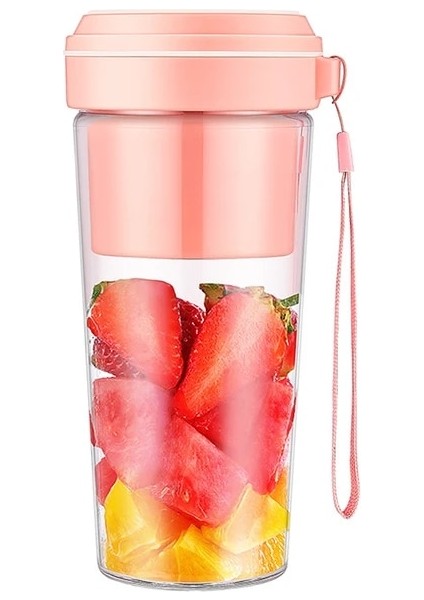 Pembe Meyve Suyu Blender Mini Meyve Mikserleri El Mini Elektrikli Mikserler Hafif Sızdırmaz USB Şarj Edilebilir Seyahat Dış Mekan (Yurt Dışından)