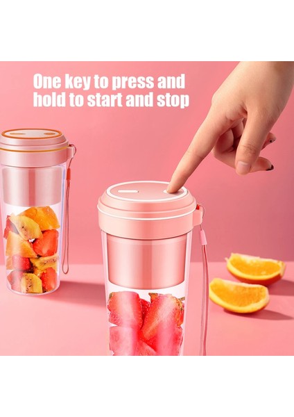 Pembe Meyve Suyu Blender Mini Meyve Mikserleri El Mini Elektrikli Mikserler Hafif Sızdırmaz USB Şarj Edilebilir Seyahat Dış Mekan (Yurt Dışından)