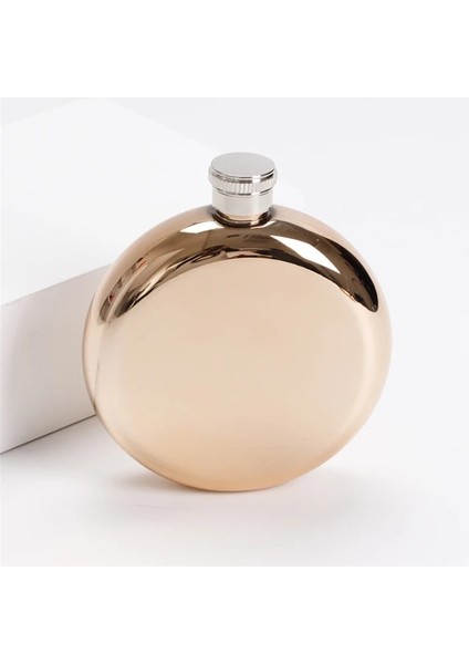 Altın Paslanmaz Çelik 5 Oz Yuvarlak Cep Şişesi Kişilik Yaratıcı 304 Paslanmaz Çelik Açık Taşınabilir Su Şişesi Mini Kırmızı Şarap Bardağı (Yurt Dışından)