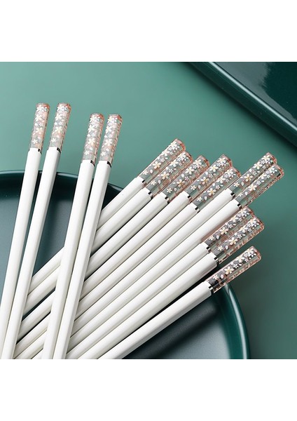 Pembe-Sıyah 5 Çift Beş-Beyaz Japon Çin Yemek Çubukları Suşi Çubukları Yeniden Kullanılabilir Metal Kore Yemek Çubukları Seti Sağlıklı Alaşım Sofra (Yurt Dışından)