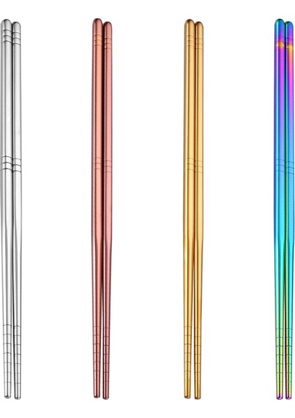 Gül Altın 1 Çift Paslanmaz Çelik Çubuklar Kaymaz Yeniden Kullanılabilir Çin Çubuk Suşi Erişte Metal Çubuklarını (Yurt Dışından) modelleri