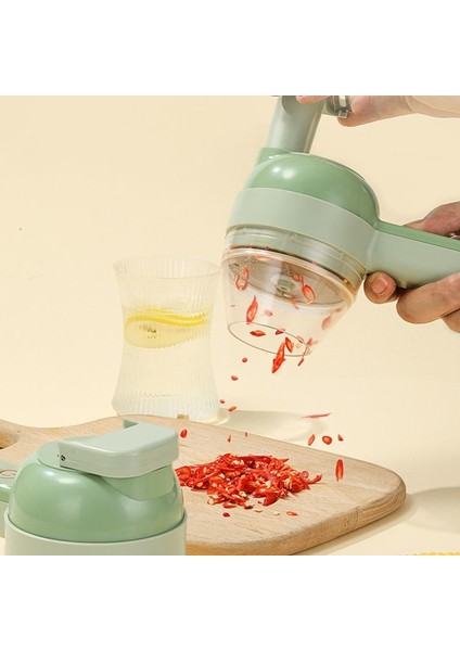 Yeşil Çok Fonksiyonlu El Elektrikli Sebze Dilimleme Makinesi, 4'ü 1 Arada Meyve, Havuç ve Patates Elektrikli Parçalayıcı Tip-C Şarj (Yurt Dışından) fırsatları