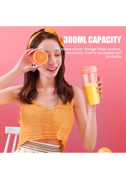 Pembe Meyve Suyu Blender Mini Meyve Mikserleri El Mini Elektrikli Mikserler Hafif Sızdırmaz USB Şarj Edilebilir Seyahat Dış Mekan (Yurt Dışından)