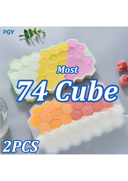 Yeşil 2PCS-74CUBE 37/74 Küp Silikon Buz Küpü Kalıp Gıda Sınıfı Buz Yapıcı Büyük Kapasiteli Buz Tepsileri Yeniden Kullanılabilir Buz Yapıcı Kapaklı Bpa Ücretsiz (Yurt Dışından) indirimleri
