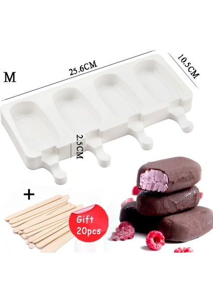 M Dondurma Kalıpları Silikon Gıda Sınıfı Buz Pop Küp Popsicle Kalıp Sopalarla Tatlı Dıy Magnum Kek Kalıbı Dondurma Yapma Makinesi (Yurt Dışından)