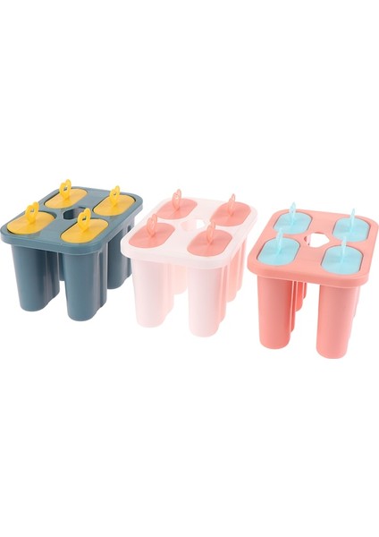 3 Adet Dondurma Kalıbı 4 Buz Popsicle Kalıp Seti Popsicle Dondurma Kalıp Buz Tepsisi Diy Dondurma Sopa ile Yeniden Kullanılabilir Kawaii Mutfak Aletleri (Yurt Dışından)