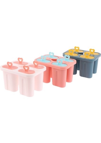 3 Adet Dondurma Kalıbı 4 Buz Popsicle Kalıp Seti Popsicle Dondurma Kalıp Buz Tepsisi Diy Dondurma Sopa ile Yeniden Kullanılabilir Kawaii Mutfak Aletleri (Yurt Dışından)