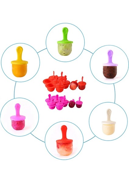 Blue-7pcs 1 Adet 7 Delik Dıy Dondurma Pops Silikon Kalıp Dondurma Topu Makinesi Popsicles Kalıpları Bebek Meyve Sarsıntı Ev Mutfak Aksesuarları Aracı (Yurt Dışından) modelleri