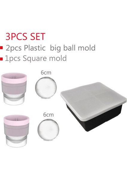 Ekonomi 6cm A 3pcs Buz Topu Kalıbı Büyük Boy Silikon Kare Buz Küpü Tepsileri Viski Buz Topu Makinesi 6 Silikon Kalıplar Makinesi Parti Barı Için (Yurt Dışından)