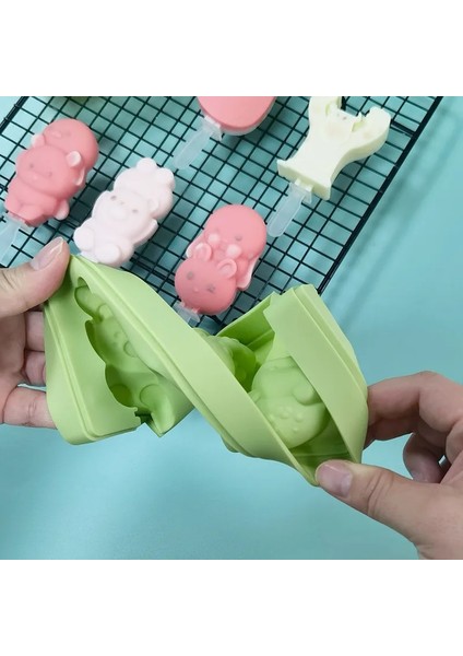 C 02 Karikatür Canavar Dinozor Dondurma Silikon Kalıp Kapaklı Bunny Ayı Popsicle Buz Küpü Tepsi Kalıp Peynir Hediye Mutfak Aksesuarları (Yurt Dışından) indirimleri