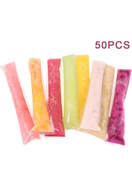 50 Adet 20/50 P Tek Kullanımlık Buz Popsicle Kalıp Çanta Bpa Ücretsiz Dondurucu Tüp Fermuarlı Mühürler Yoğurt Dondurma Çubukları Suyu Meyve Smoothies Çantası (Yurt Dışından)