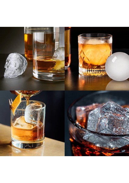 Altın Kare Kafatası Buz Kalıp Silikon Buz Küpü Tepsi Buz Topu Makinesi Viski Yaz Içecekler Parti Bar Aksesuarları (Yurt Dışından) modelleri