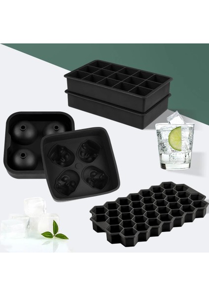 Altın Kare Kafatası Buz Kalıp Silikon Buz Küpü Tepsi Buz Topu Makinesi Viski Yaz Içecekler Parti Bar Aksesuarları (Yurt Dışından) fırsatları