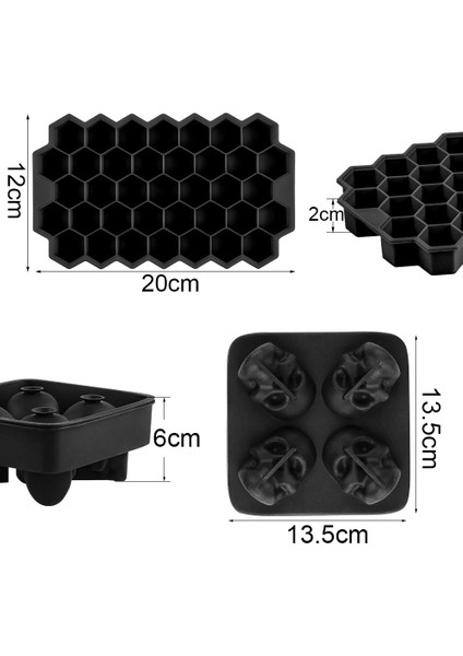 Altın Kare Kafatası Buz Kalıp Silikon Buz Küpü Tepsi Buz Topu Makinesi Viski Yaz Içecekler Parti Bar Aksesuarları (Yurt Dışından) indirimleri
