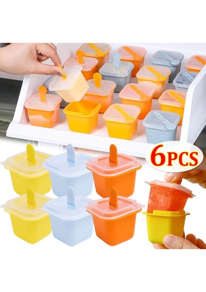 A-Mavi-6 Adet Mini Buz Küpleri Kalıp Gıda Sınıfı Silikon Buz Kalıbı Dondurma Kalıpları Dondurma Çubuğu ile Dıy Jöle Puding Kalıp Yaz Içecek Üreticisi (Yurt Dışından)