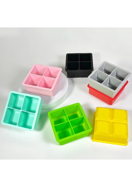 Mor Kapaklı 4 Izgaralar Büyük Buz Küpü Yapımcısı Kapaklı Tepsi Silikon Kare Viski Kokteyl Brendi Için Buz Kalıbı Büyük Buz Tepsisi Buz Küpü Kalıbı (Yurt Dışından) fiyatları