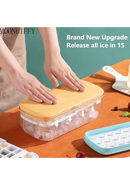 Ayrı Buz Tepsisi Pres Tipi Buz Küpü Makinesi Silikon Buz Kalıbı Kalıp Yaratıcı Saklama Kutusu Kapak Tepsileri Bar Mutfak Kare Küp Konteyner (Yurt Dışından) fırsatları