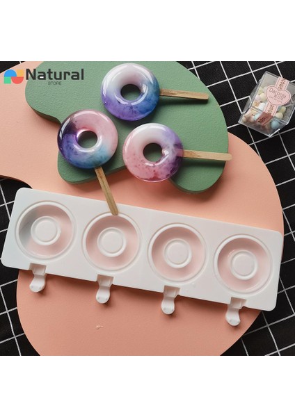 B Büyük Donut 4 Kavite Dondurma Kalıp Silikon Sevimli Buzlu Şeker Kalıpları Dıy Pişirme Kek Şeker Şekerleme Kalıbı El Yapımı Bebek Maması Buz Yapıcı (Yurt Dışından) fiyatları