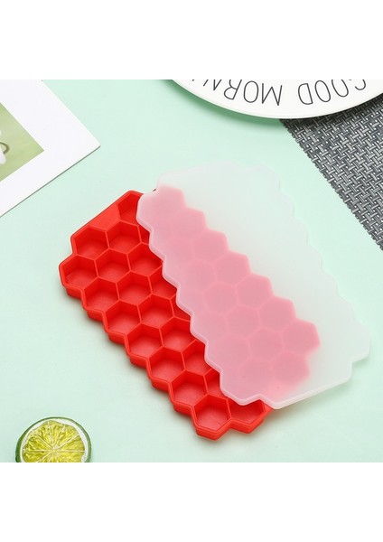 Kırmızı Kapaklı 37 Izgara Petek Silikon Buz Küpü Kalıbı Büyük Kapasiteli Buz Tepsisi Kalıbı Yeniden Kullanılabilir Gıda Sınıfı Buz Makinesi Kapaklı Popsicle Kalıbı (Yurt Dışından)