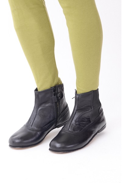 Kösele Tabanlı Hakiki Sert Dana Derisi Tek Lastikli Mest