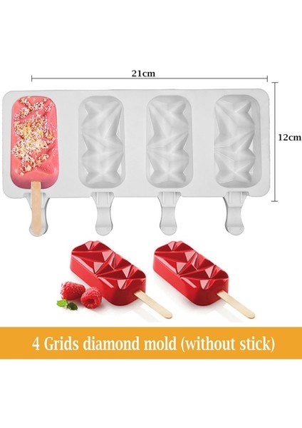 01 4/8 Hücre Silikon Magnum Kek Kalıbı Silikon Dondurma Kalıp Popsicle Kalıpları Dıy Buz Tepsisi Buz Pop Maker Soğutucu Tahta Çubuklarla (Yurt Dışından)