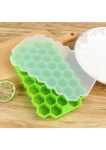 Yeşil Kapaklı Silikon Petek Şekli Buz Küpü Tepsi Silikon Buz Küpü Makinesi Kalıp Kapaklı Dondurma Partisi Için Viski Kokteyl Soğuk Içecek (Yurt Dışından)