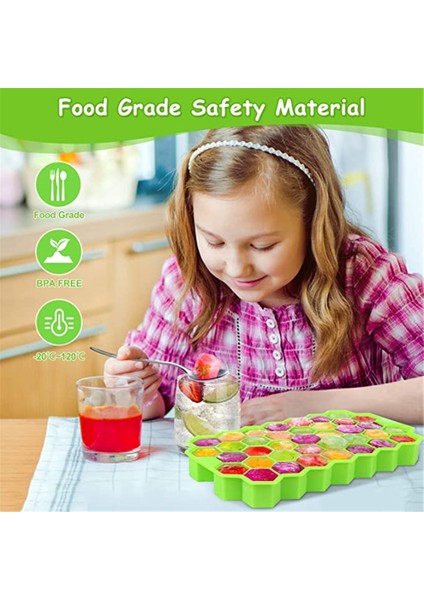Yeşil Kapaklı Silikon Petek Şekli Buz Küpü Tepsi Silikon Buz Küpü Makinesi Kalıp Kapaklı Dondurma Partisi Için Viski Kokteyl Soğuk Içecek (Yurt Dışından) fiyatları