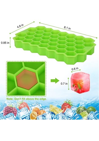 Yeşil Kapaklı Silikon Petek Şekli Buz Küpü Tepsi Silikon Buz Küpü Makinesi Kalıp Kapaklı Dondurma Partisi Için Viski Kokteyl Soğuk Içecek (Yurt Dışından) modelleri