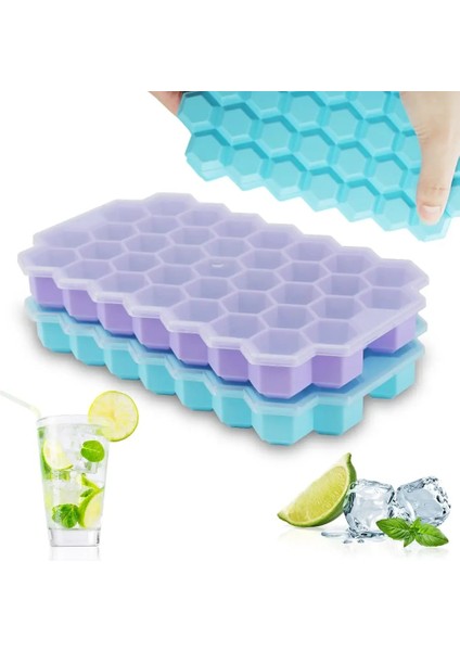 Yeşil Kapaklı Silikon Petek Şekli Buz Küpü Tepsi Silikon Buz Küpü Makinesi Kalıp Kapaklı Dondurma Partisi Için Viski Kokteyl Soğuk Içecek (Yurt Dışından) indirimleri
