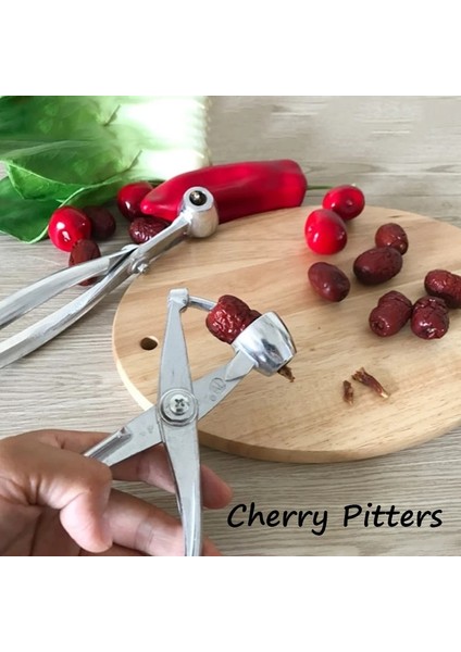 Gümüş Kiraz Çekirdeği Sökücü 18 cm Alüminyum Alaşımlı Kiraz Zeytin Pitter Tart Stoner Çukurları Meyve Sökücü Sıkmak El Aracı (Yurt Dışından) fırsatları