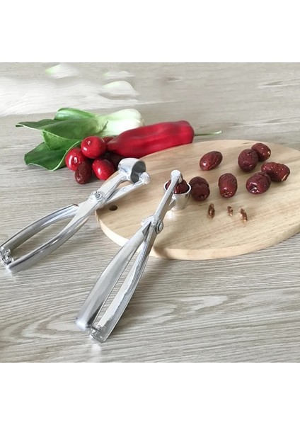 Gümüş Kiraz Çekirdeği Sökücü 18 cm Alüminyum Alaşımlı Kiraz Zeytin Pitter Tart Stoner Çukurları Meyve Sökücü Sıkmak El Aracı (Yurt Dışından) indirimleri