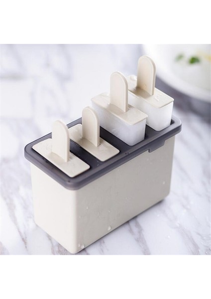 Mavi 1 Buzlu Şeker Kalıpları 4 Hücre Dondurulmuş Pop Kalıpları Dıy Meyve Suları Püreler Yoğurt Puding Dondurma Makinesi Plastik Dayanıklı Kapaklar Dondurulmuş Aperatif Aracı (Yurt Dışından)