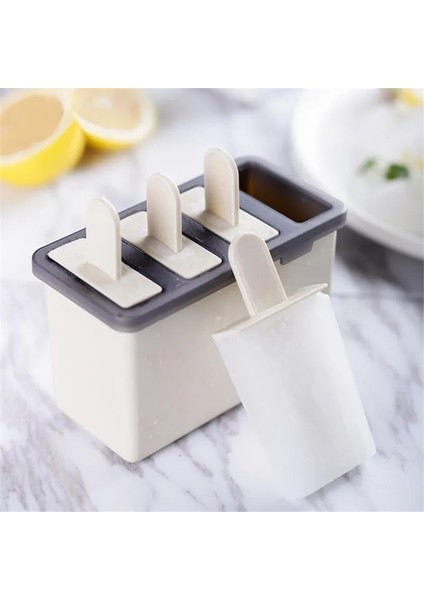 Mavi 1 Buzlu Şeker Kalıpları 4 Hücre Dondurulmuş Pop Kalıpları Dıy Meyve Suları Püreler Yoğurt Puding Dondurma Makinesi Plastik Dayanıklı Kapaklar Dondurulmuş Aperatif Aracı (Yurt Dışından)