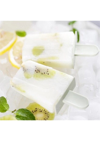 Mavi 1 Buzlu Şeker Kalıpları 4 Hücre Dondurulmuş Pop Kalıpları Dıy Meyve Suları Püreler Yoğurt Puding Dondurma Makinesi Plastik Dayanıklı Kapaklar Dondurulmuş Aperatif Aracı (Yurt Dışından)