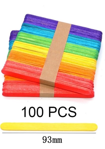 100 Adet 93MM Renkli 50/100 Adet Dondurma Dondurma Çubuğu Doğal Tahta Çubuklar Dondurma Kaşığı El El Sanatları Sanat Dondurma Lolly Kek Araçları (Yurt Dışından)