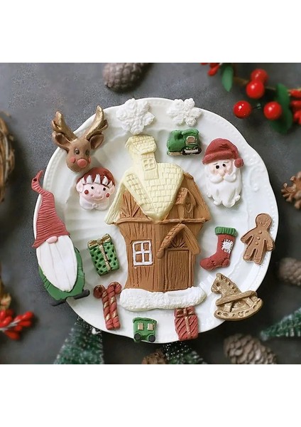 Mavi Pişmiş Kek Silikon Kalıp Yaşlı Adam Elk Kar Tanesi Şeker Kurutulmuş Pais Çikolata Noel Şekli Kalıp Koleksiyonu (Yurt Dışından)